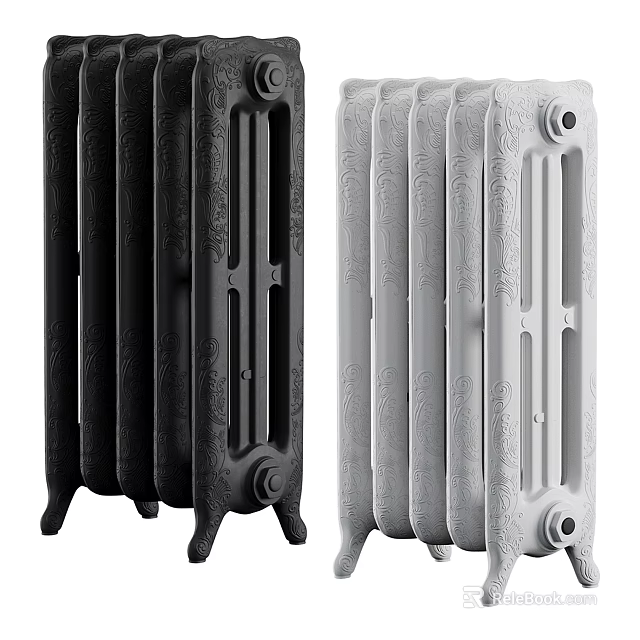 Vintage Black And White Radiators With Elegant Decorative Patterns For Home Use 3d model 