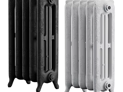 Vintage Black And White Radiators With Elegant Decorative Patterns For Home Use 3d model