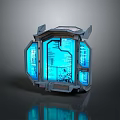 Futuristic Gate Design With Blue Lighting Transparent Panels And Tech Screens