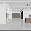 Modern Clothing Store Interior Featuring Mannequins Plant Decor Large Colorful Gradient Screen