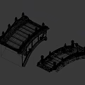 Two Traditional Stone Bridge Models With Ornate Railings And Carved Details
