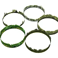 Park Landscape Featuring Green Circular Vegetation Covered Structures In Garden Design