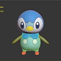Cartoon Blue Penguin Character With Big Eyes Yellow Beak And White Chest Patterns