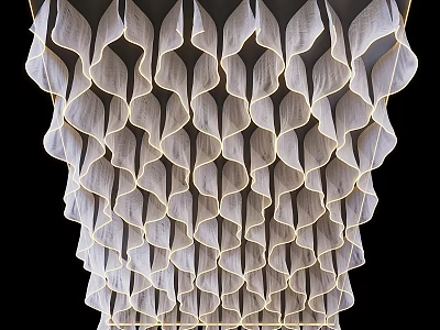 Modern Wavy Fabric Chandelier With Layered Design For Stylish Interior Decoration 3d model