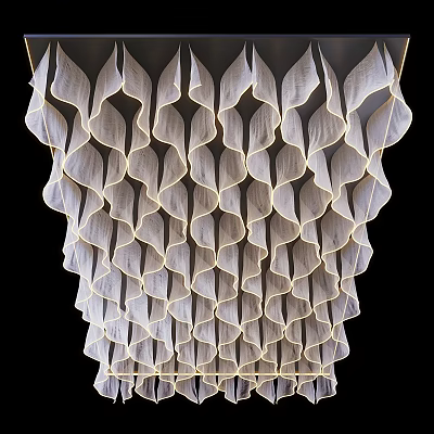 Modern Wavy Fabric Chandelier With Layered Design For Stylish Interior Decoration 3d model