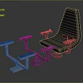 Ergonomic Modern Leisure Chair With Mesh Design Metal Frame And Side Tables