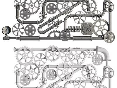 Hardware Tools Collection Featuring Industrial Gears Pipes And Mechanical Parts 3d model
