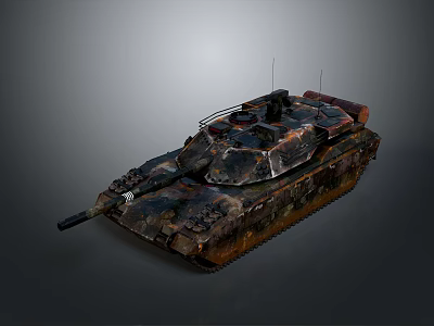 Military Tank With Camouflage Paint Armored Design And Combat Cannon 3d model