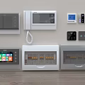 Modern Home Switch Panels With Intercom Thermostat Control And Digital Screens 3d model