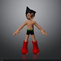 Cartoon Character Figure With Black Spiky Hair Shirtless Black Shorts And Red Boots