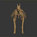 Animal Skeleton 3D Model With Anatomical Structure Orange Color And Dark Background 3d model