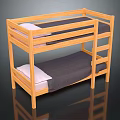 Light Wood Bunk Bed with Safety Guardrails Ladder and Gray Mattresses