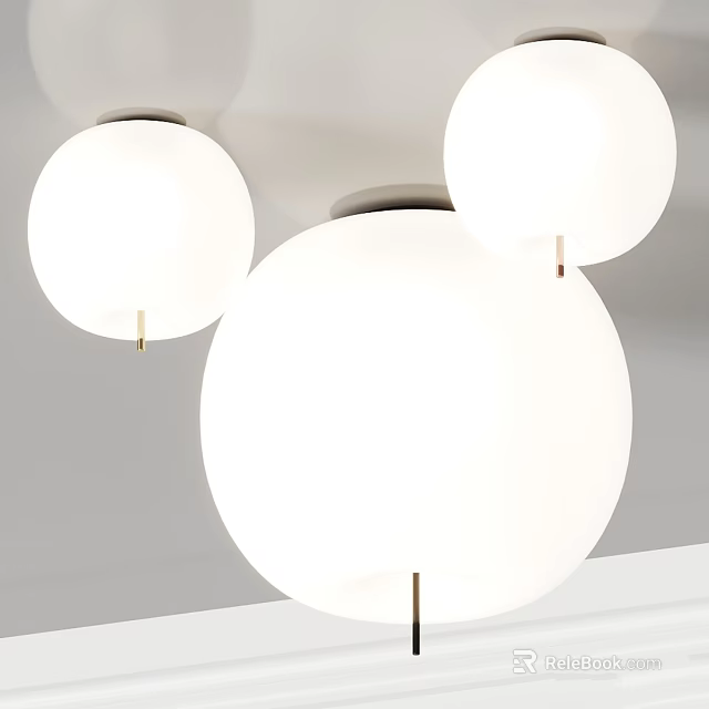 Modern White Spherical Ceiling Lights with Minimalist Design and Ceiling Mounted Fixtures 3d model 
