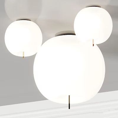 Modern White Spherical Ceiling Lights with Minimalist Design and Ceiling Mounted Fixtures 3d model