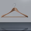 Wooden Hanger Hanging On Light Wall With Shadow And Reflection Below 3d model