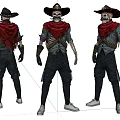 Game Movie Character With Skeleton Head Sombrero Red Bandana And Tactical Outfit