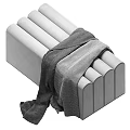 Modern Gray Fabric Ottoman With Structured Design And Cozy Throw Blanket 3d model