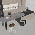Modern Dining Table Set With Marble Top And Matching Chairs In Kitchen 3d model