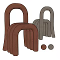 Modern Leisure Chairs With Curved Design Brown And Gray Velvet Upholstery