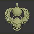 Golden Scarab Pendant with Winged Design and Round Top Fashion Jewelry Accessory