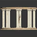 Circular Stone Platform Structure With Columns And Central Decorative Plant