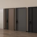 Modern Design Security Doors In Various Colors Against Light Wall With Wooden Floor