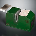 Vintage Green Ticket Machine With Paper Ticket And Metallic Cover Top