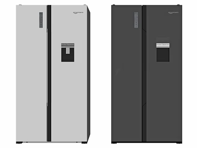 Double Door Refrigerator With Water Dispenser In White And Black Design 3d model
