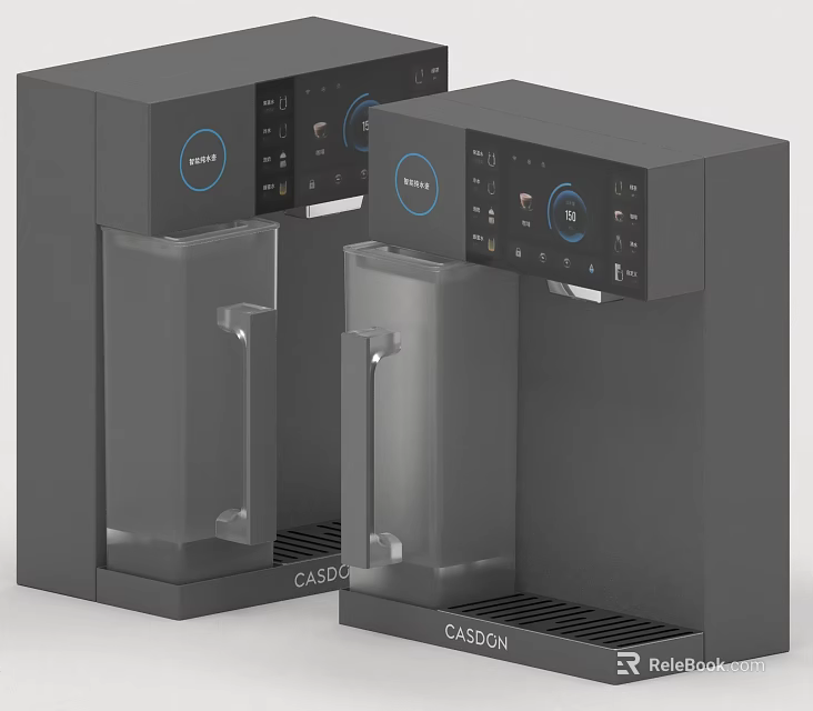 CASO Black Kitchen Water Dispensers With Transparent Tanks And Control Panels 3d model 