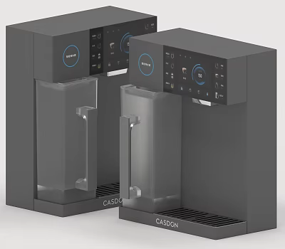 CASO Black Kitchen Water Dispensers With Transparent Tanks And Control Panels 3d model