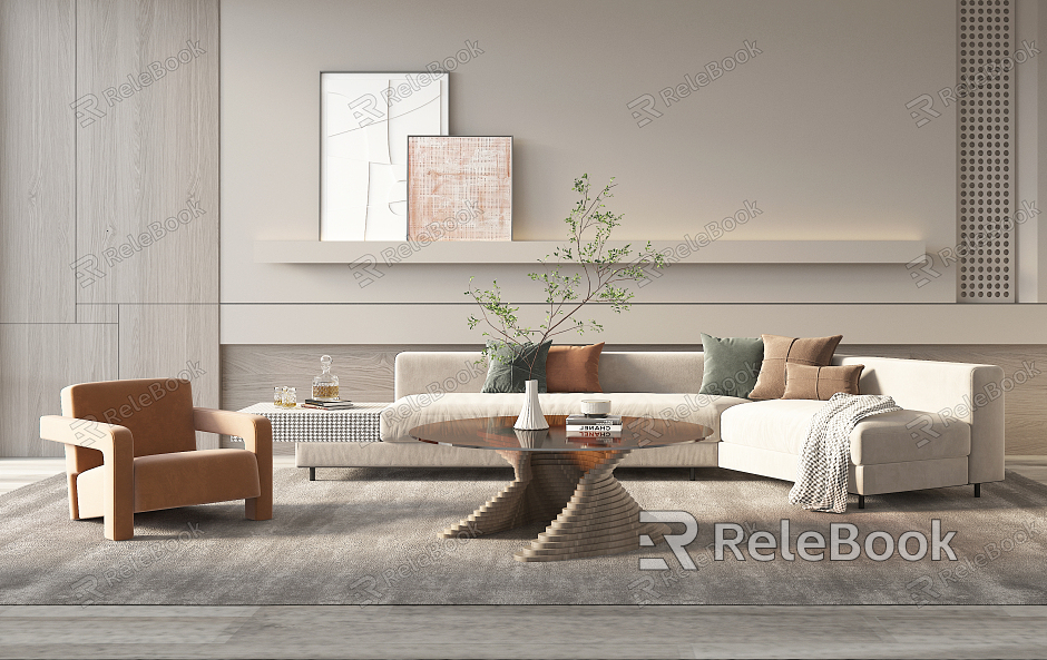 Modern sofa coffee table combination model