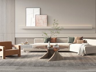 Modern sofa coffee table combination 3d model