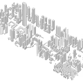 White Urban Architecture 3D Model With Tall Skyscrapers And Diverse Structures