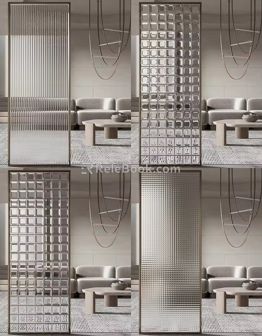 Modern partition glass brick 3d model