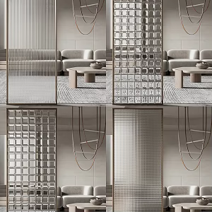 Modern partition glass brick 3d model