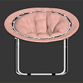 Pink Round Leisure Chair With Metal Frame Padded Seat Modern Design For Comfortable Seating