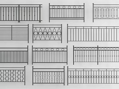 Various Decorative Wrought Iron Fence Designs With Different Ornamental Patterns And Styles 3d model