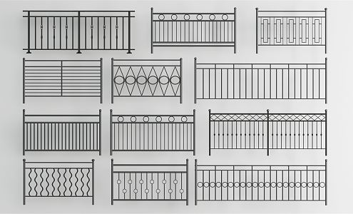 Modern Guardrail Railing Fence Handrail Fence 3d model