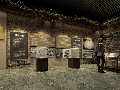 Cultural Center Exhibition Hall With Historical Displays Information Panels And Display Cases 3d model