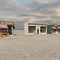 Shopping Mall Pizza Pasta Shop And Fast Food Outlet With Red White Striped Awning Glass Front