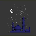 Blue Mosque Model With Dome Minarets Crescent Moon And Stars