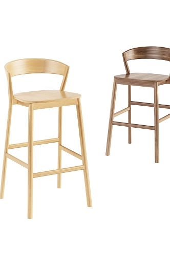 Simple solid wood bar chair combination 3d model