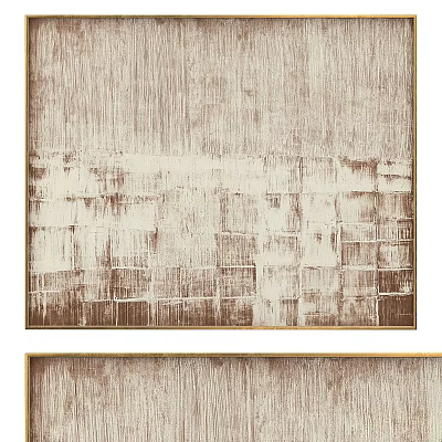 Abstract Brown And White Textured Artwork With Geometric Patterns Framed Design 3d model