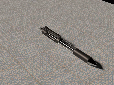 Modern Black Metal Pen With Silver Accents On Textured Tile Surface 3d model