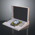 Open Safety Protection Device With Black Screen And Box With A On Yellow Black Stripes