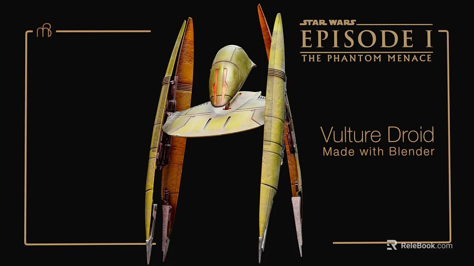Star Wars The Phantom Menace Vulture Droid Model Made with Blender Software 3d model 