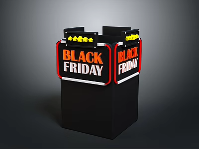 Black Friday Display Stand With Red Borders Yellow Accents And Bold Lettering 3d model