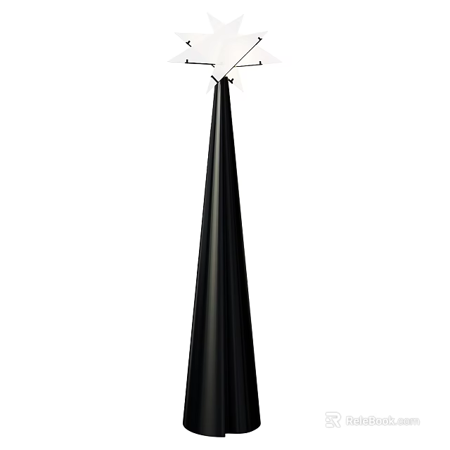 Sleek Black Tapered Floor Lamp With Two Adjustable Light Heads Design 3d model 