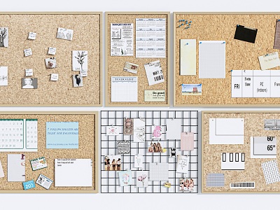 Cork board message board pendant grid wall 3d model