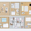 Cork board message board pendant grid wall 3d model